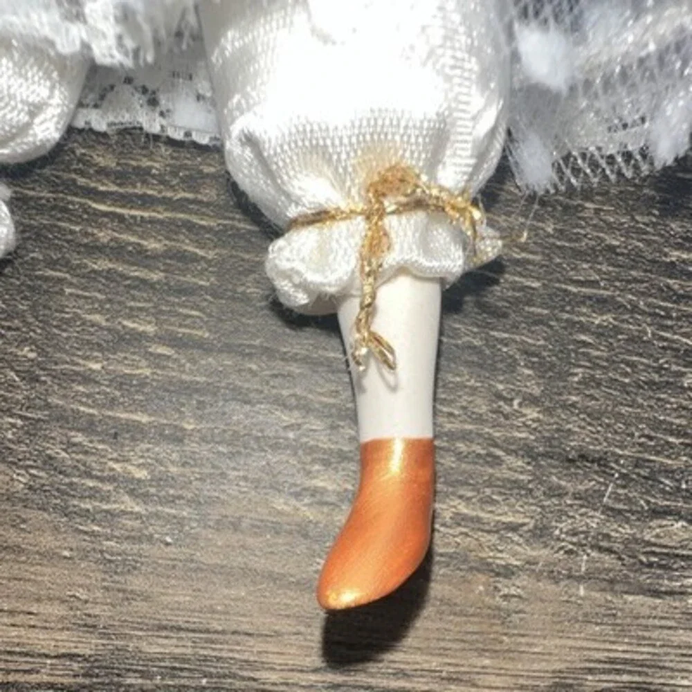 Vintage Russian Handmade Clown Jester Doll Ornament Porcelain Face Folk Art